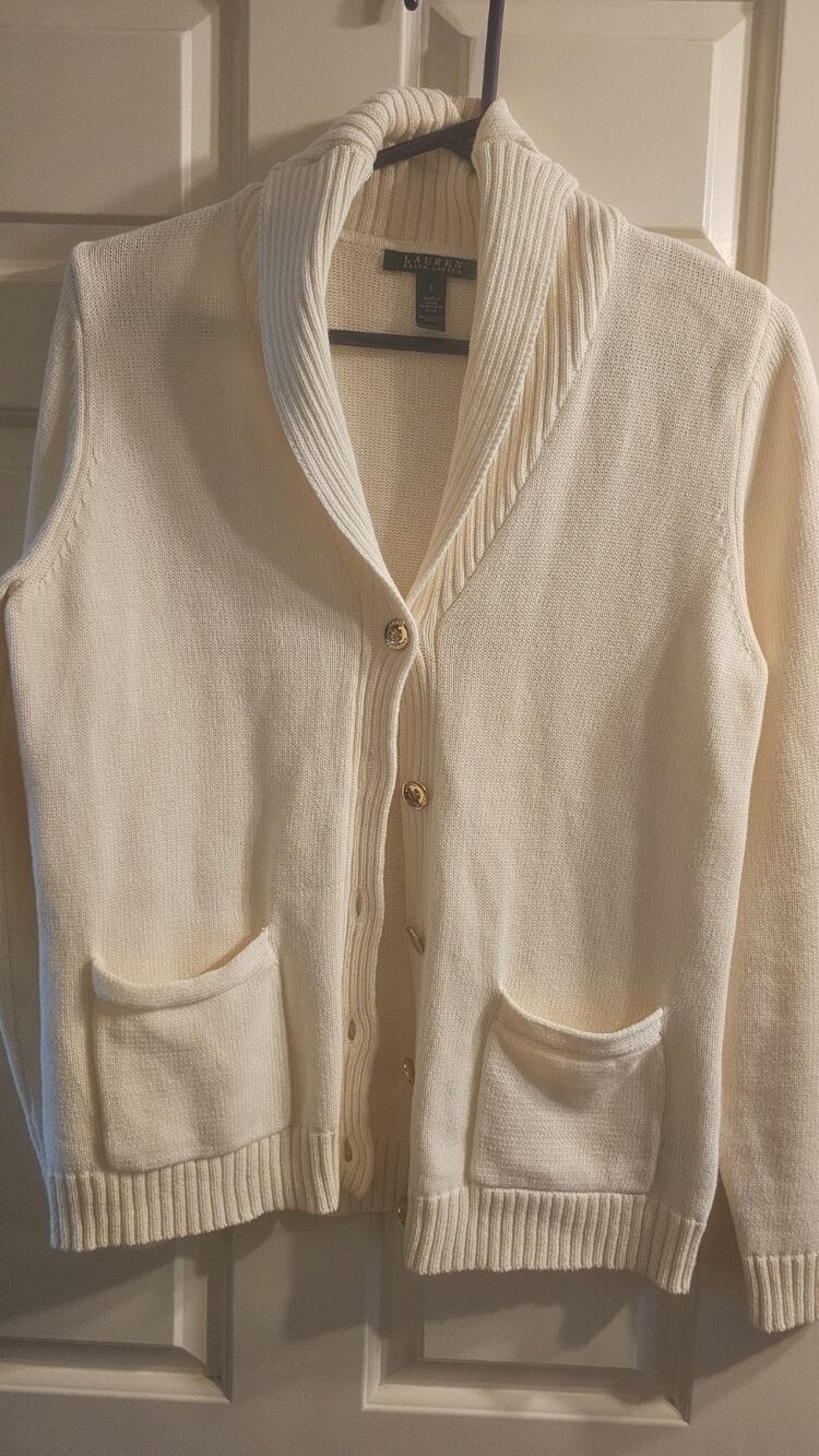 Lauren Ralph Lauren Green Label Cream Color Size L Cardigan sweater NWOT